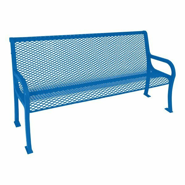 Ultra Site Lexington 8' Blue Diamond Bench with Backrest 99'' x 26 7/8'' x 35 1/2'' 38A954V8BL